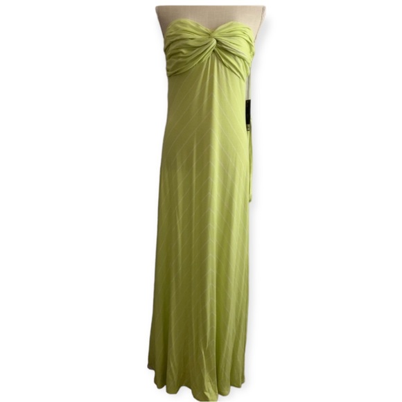 JENNIFER LOPEZ Lime Green with White Stripe Maxi Dress L NWT - Picture 2 of 10
